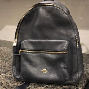 Coach Black Leather Backpack